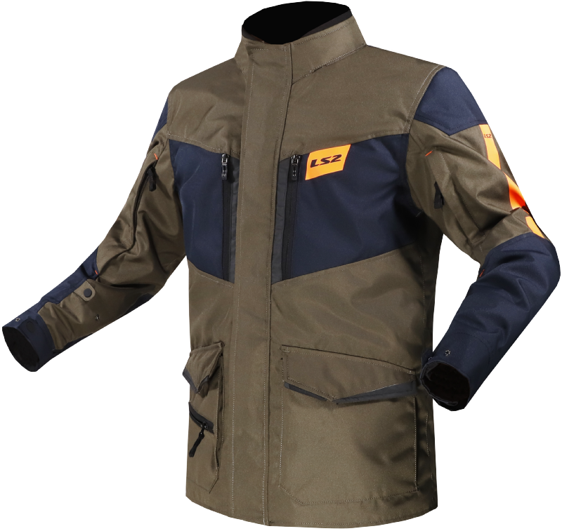 LS2 METROPOLIS EVO MAN JACKET KHAKI BLUE ORANGE